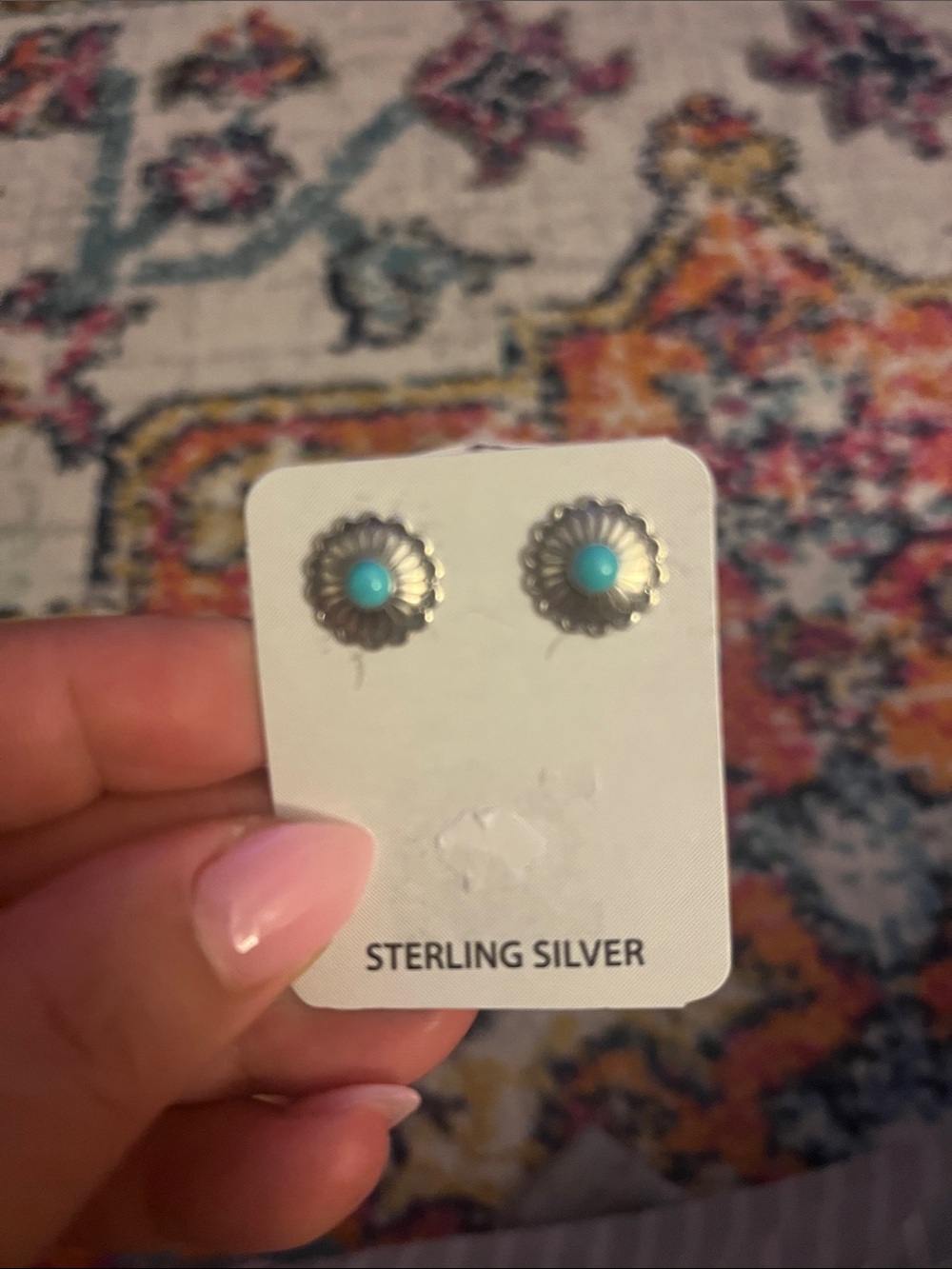 Sterling Silver Turquoise Concho Earrings
